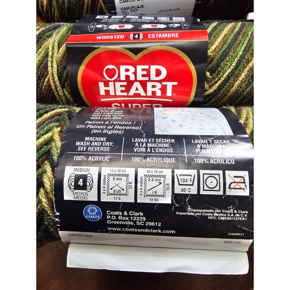 Red Heart Super Saver Yarn Camouflage Green Brown Acrylic Worsted Weight - Picture 5 of 5